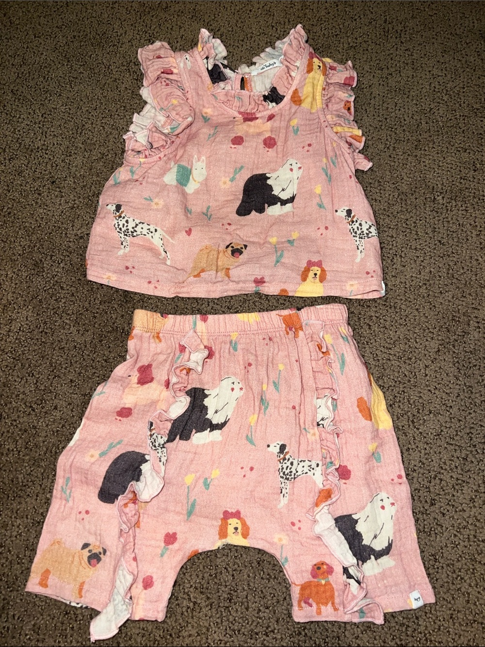 Oh Baby! Girls all over dog print gauze outfit 2
